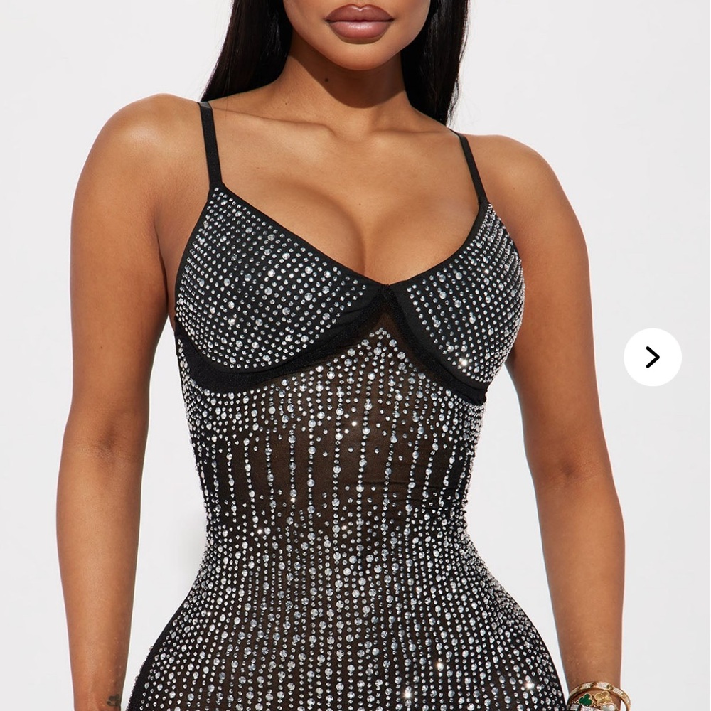 Black Rhinestone Bodysuit